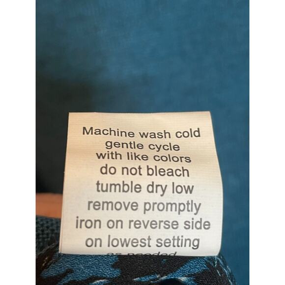 NY Collection Womens V-Neck Blouse Back Button 3/4 Sleeve Hi-Low Hem PXL Blue - Picture 4 of 8